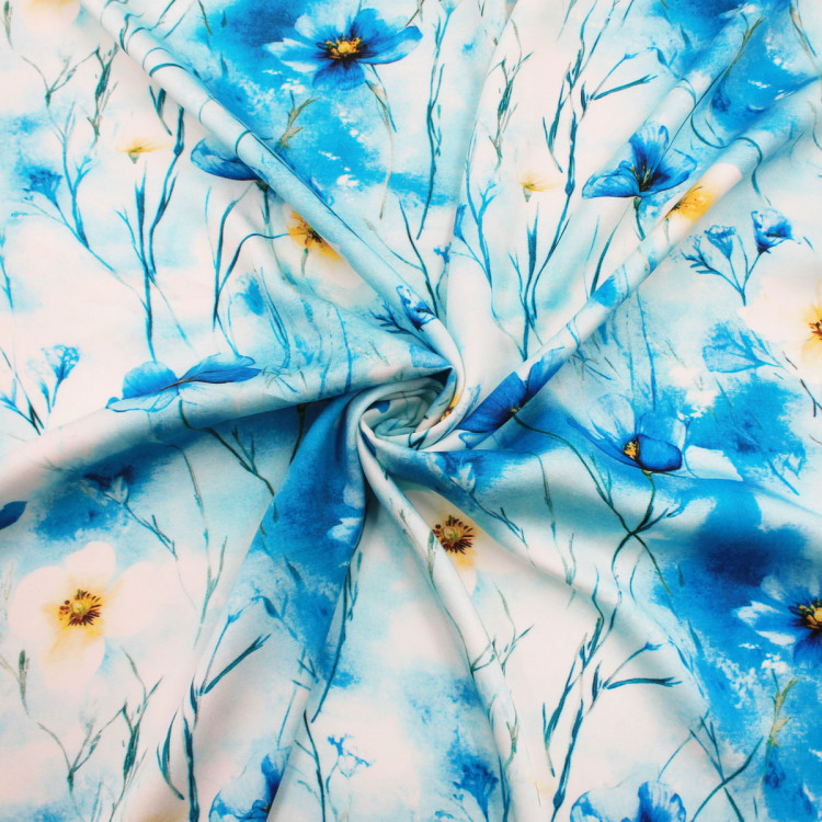 Ткань сатин из 100% вискозы в цветы