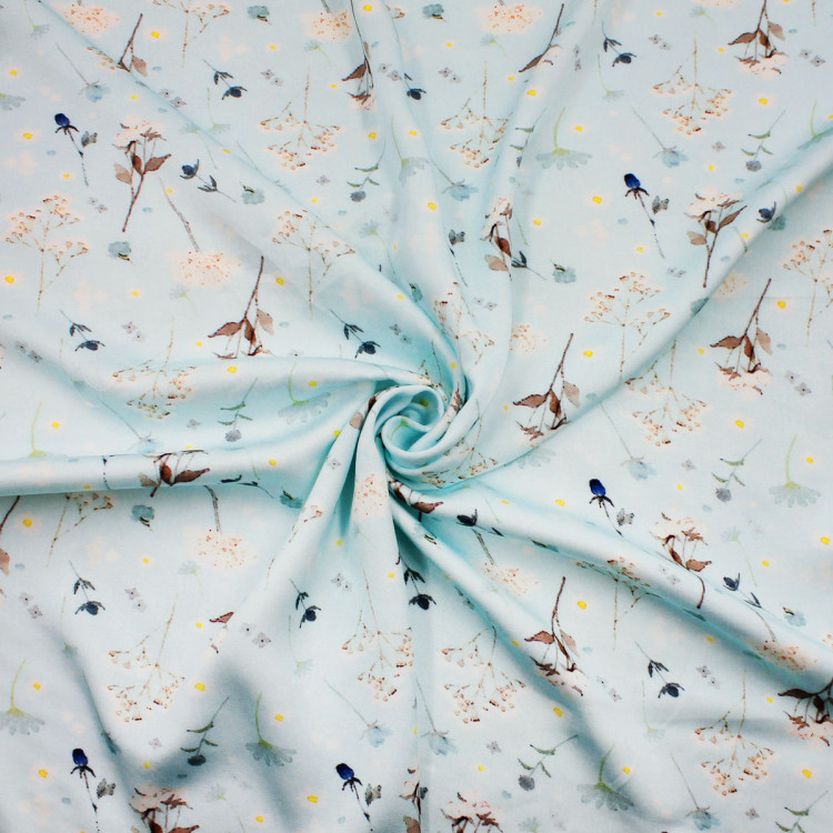  Ткань голубая сатин из 100% вискозы