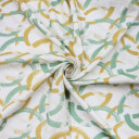 Плательная ткань с молочно-желтым принтом 