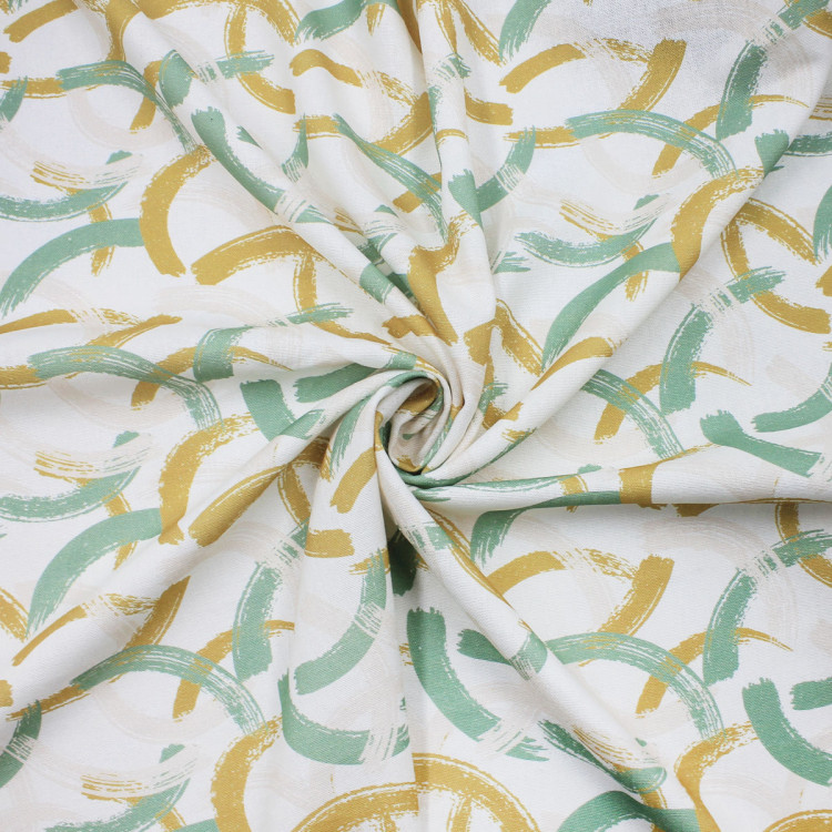 Плательная ткань с молочно-желтым принтом 