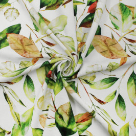 Ткань из льна и вискозы с растительным принтом