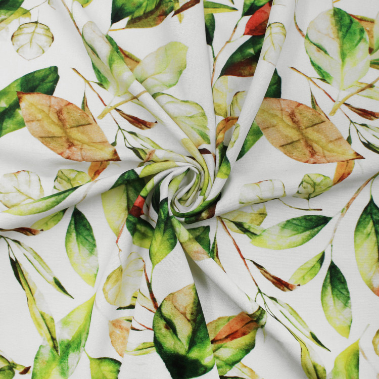 Ткань из льна и вискозы с растительным принтом