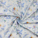 Плательная ткань с растительным молочно-лиловым принтом