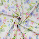 Плательная ткань с молочно-розовым цветочным узором