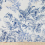 Плательная ткань с молочно-голубым растительным принтом
