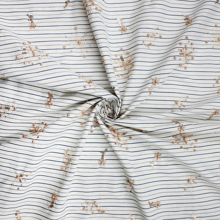 Ткань бежевая с вышивкой пайетками и стеклярусом