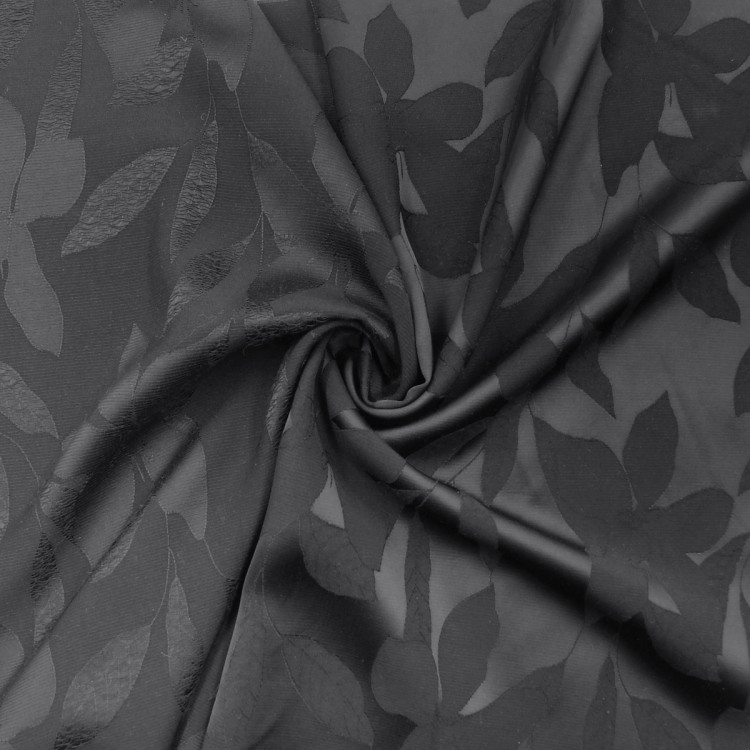 Атлас ткань черного цвета с жаккардовым узором