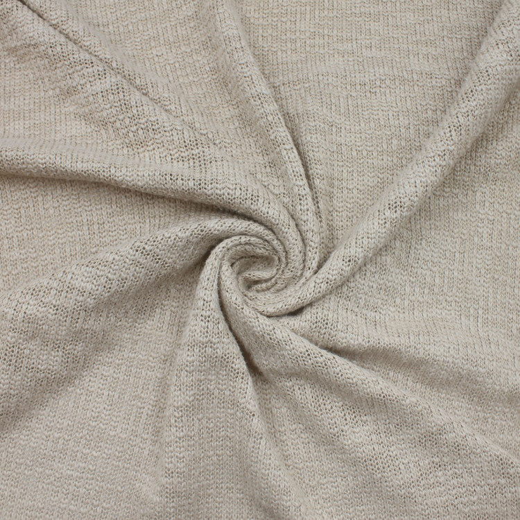 Трикотажная ткань бежевого цвета их хлопка и полиэстера