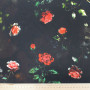 Ткань сатин в цветы на черном фоне из 100% вискозы